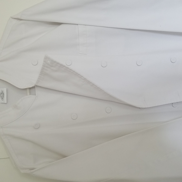 Small unisex white long sleeve chef coat - Picture 2 of 5